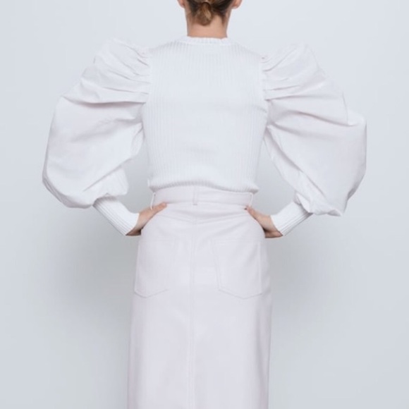 Zara Oversized Ballon Sleeve Combination Knit Top - Picture 11 of 16